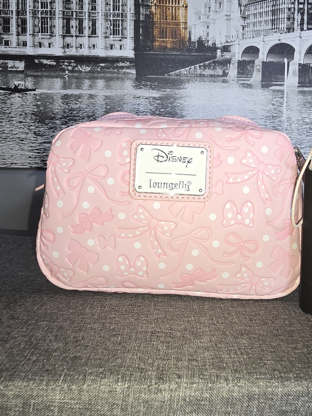 Loungefly Disney Minnie Mouse Pink Bow With Ears Embossed Cosmetic Bag